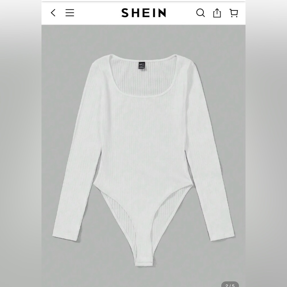 SHEIN Elegant White Ribbed Bodysuit